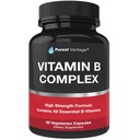 Vitamina B Complex Vitamine B12, B1, B2, B3, B5, B6, B7, B9, Acid folic - Super B Complex Vitamine pentru femei, Bărbați, Adulți - 90 Capsule vegetariene