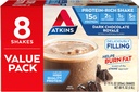 Atkins Gluten Free Proteine-Rich Shake, Dark Chocolate Royale, Keto-Friendly, 8 Conte (Pachet de 1)