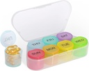 NatureTouch Weekly Pill Organizator, BPA Free Medicine Organizator Rainbow 7 zile Pilula cutie, Daily Portable Pill Container pentru pastile / Vitamin/Fish Oil/Supplements [Ultima versiune]