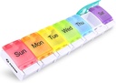 Auvon Săptămânal Pill Organizator Artrită Friendly, BPA gratuit de călătorie 7 zile cutie de pastile cu design deschis de primăvară și Compartimentare mare pentru a deține vitamine, Cod ulei de ficat, Suplimente și medicamente