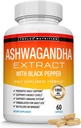 Organic Ashwagandha Root Powder Pastile 1950 Mg cu extract de piper negru - Pur naturale Ashwagandha Supliment, Suport energie, pentru bărbați Femei, 60 capsule