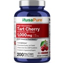 NusaPure Organic Tart Cherry 20:1 Extract, 1000 mg echivalent cu 20000 mg 200 Veggie Caps (Vegan, Non-GMO) Bioperine