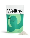 Wellthy Keto Power cu sare BHB pentru Ketoza instant si energie, aroma naturala de capsuni Kiwi, 10.58 oz