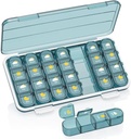 Organizator de pastile de 4 ori pe zi, cutie de pastile de 4 ori pe zi 7 zile - Acedada Săptămânal Medicină Organizator cu caz separat, Portable Daily Pill Container Dispenser pentru vitamine, uleiuri de pește, suplimente, albastru