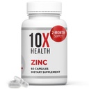 10X Suplimente de zinc de sănătate - Conține zinc 30mg pentru ADN-ul și Sinteza proteinei, Suplimentul global de sprijin wellness și imun - Vitamine foarte absorbante (60 capsule)