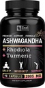 Complex Ashwagandha - Organic Ashwagandha Root Powder + Rhodiola Rosea + Turmeric - Premium Support Formula - Ashwagandha Capsule Supliment