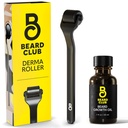 Barbă Club Derma Roller & Barbă de creștere ulei - Microneedling Roller cu 540 Titanium Microneedles pentru Face, Body & Scalp - Barbă Roller cu lemn de sandale și Cedar Barbă ulei