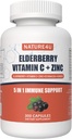 5 din 1 Supliment de sprijin imun de elderberry, Boostere imune zilnice pentru adulți Supliment antioxidanți, Elderberry 1000 mg, Vitamina C, Zinc, echinacea, Ginger, 300 capsule Vegan - 5 luni