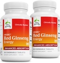 Terry Natural HRG80 Red Ginseng energie - Suport energie sănătoasă și focalizare - Suplimentul plantei cu coreeană roșu Ginseng Root pulbere - Tablete pentru a ajuta rezistenta sanatoasa - 30 comprimate masticabile (Pachet de 2)