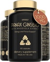 Panax Ginseng și Rhodiola Rosea 2000mg - Coreeană Ginseng High Putere 60 Capsule - Suplimentul vegetal pentru bărbați și femei - Complex energetic cu extract de rădăcini Ginseng Standardizat 7% Ginsenozide - SUA Made