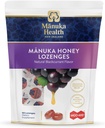 Manuka Health Manuka Honey Throat Lozenges - Blackcurrant aroma Lozenges, 58-Count - Drops tuse Infuzat cu crud Manuka Honey & Vitamina C pentru suport imun