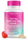 Roz Stork Total vitamine postnatale pentru femei cu Vegan DHA, Fier, Folate, şi vitamina B12, Postpartum recuperare esenţiale, Suplimentul zilnic pentru mame alaptare - 1 lună de aprovizionare