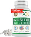 Formulare Genex 40:1 Myo-Inositol 2000mg D-Chiro Inositol 50mg (60 comprimate) susţine echilibrul hormonal şi funcţia ovariană - Vegan, gluten gratuit, non-GMO (30 zile de aprovizionare)