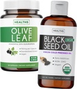 Bundle of Black Seed Oil Liquid & Olive Leaf extract - Immune Support Synergy Bundle - Organic Black Seed Seed Oil Liquid (8 fl oz) & Olive Leaf Extract cu 20% Oleuropein Immune Supplement (60 Capsule)
