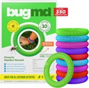 BugMD 10 Pack Brățari țânțari, Bande Deet-Free pentru adulți și copii, Brățări naturale și impermeabile Citronella pentru camping, Drumeții, Plaja, Travel & Outdoor esențiale
