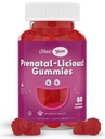 Maxi Sanatate Femeilor Gumiile Organice Prenatale - Cherry Kosher Aromated Pre Natal Gummy - Vitamine prenatale pentru femei cu acid folic si fier pentru Dezvoltare Fetala, 60 Conte
