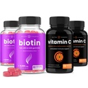NutraChamps Biotin Gummies (2 ambalaj) şi vitamina C capsule (2 ambalaj) 4 ambalaj Bundle