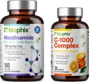 biofix B-3 Nicotinamidă 500 mg 180 Vcaps - Vitamină C-1000 30 comprimate - Nicotinică Niacin natural fără culoare fără vitamine - Susţine sănătatea celulelor pielii