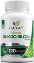 HAYAT Vitamine Vegan Ginkgo Biloba - Extra Putere 500 MG per Serving, Sprijină Funcţia cerebrală şi suport de memorie, Certified Halal, 120 Capsule, Made in the USA