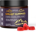 Gumiile Shilaj, Gumiile fără zahăr, 500 Mg Shilajit Pure Himalayan Organic, Silajit Supplement, Shilaj Resin, Gold Grade Nature Shilajit cu 4 in-1 Complex pentru Suport Energetic, 60 Gume