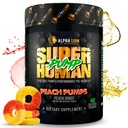 ALPHA LION Pompă superumană Pre Workout pulbere, Nootropic Caffeine & Stim Free Preworkout Supliment, Nitricoxid Booster, Muscle Gainer, Energy & Focus (42 Servings, Peach Pumps Flavor)