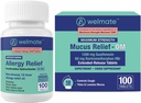 Welmate Total Respirație Bundle: Alergie Relief Fexofenadină HCl 60 mg (100 Ct) 12- Ore Antihistaminic non- Drowsy + Puterea maximă Mucus Relief DM 1200mg Guaifensin & 60mg DXM (100 Ct)