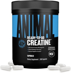 Capsule animale Micronited Creatin Monohidrat - 300 Caps, 2500 mg per Servind pentru a sprijini cresterea musculara, rezistenta, productia ATP, functie cognitiva, rezistenta, recuperare, si intarziere Oboseală musculare
