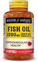 MASON NATURAL ulei de pește 1200 mg Omega-3 360 mg - inimă sănătoasă, susține funcția de circulatie, îmbunătățirea sănătății cardiovasculare, 120 Softgels