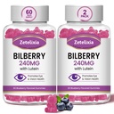 2 Pack Lutein Gummmies Ochi Suplimentul pentru sanatate pentru adulti, Lutein & Zeaxanthin Suplimente Ochi Vitamine Gumies, Bilberry cu lutein pentru promovarea ochi si viziune - 120 Gume