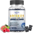 Gume de silajit pentru barbati Acid fulvin, Shilajit pur pentru barbati si femei, Shilaj Himalayan Organic pentru energie, Sugar-Free, Pepene verde aroma de zmeura I 100% Natural & Organic I 60 Gummy