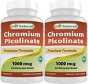 Cel mai bun naturals Crom Picolinat 1000 mcg 120 comprimate (120 Conte (Pachet de 2))