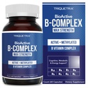 BioActive Vitamina B Complex - Blood Stream Ready, Complex B metilat - Featuring Methylfolat, 3 Forme BioActive de B12, BenfoPure® B1 & Pantesin® B5 - 12 B Vitamine în doze clinice - 60 Servings