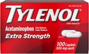 TYLENOL extra Putere Durere Reliever & Fever Reductor 500 mg, Caplets 100 ea Pachet de 2