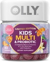 OLLY Kids Multivitamine & Probiotic, Limited Edition, Digestive Support, Vitamine A, D, C, E, B, Zinc, Chembable Supplement, Sugar Plummy - 40ct