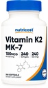 Nutricost Vitamina K2 MK-7 100 mcg, 240 Softgels - Gluten gratuit și non-GMO MK7