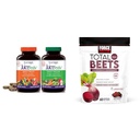 Natrol JuiceFestiv Daily Fruit & Veggie with SelenoExcell and Whole-food [Phyto] Nutrients & Force Factor Total Beets Soft Chews with Beetroot, Nitrates, L-Citruline, Grapeseed extract