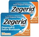Zegerid OTC, Omeprazol Plus Bicarbonat de sodiu, 24 de ore, Inhibitori ai pompei de Proton (PPI), Medicină pentru arsuri la stomac, Reductor de acid, Două 42ct Cutie