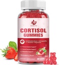 Cortisol Gummies for Women with Ashwagandha, Rhodiola Rosea, L-Theanine, Magneziu, Vitamina D3 for Zzz Support, Balanced Cortisol, Vegan, 60 Gummies