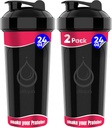 2 PACK, Dublu 24 oz Sticle Shaker cu fluiere puternice de sârmă pentru amestecuri de proteine 