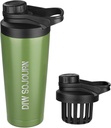 DIW 24 oz Shaker Sticla,Snicled Steel Shaker Sticla cu zgomot-gratuit design,Insulat Metal Shaker Cup pentru amestecuri de proteine și Pre Workout,Gym sticla Shaker(Green)