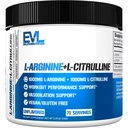 Evlution Nutrition L-Arginină + L-Citrullină - Rezistență + Supliment de performanță antrenament - 2000mg Complex - Vasodilatație + Suport oxid de azot - Vegan + pulbere fără gluten - 75 Serviri