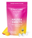 Pink Stork Organic Mango Dulciuri cu vitamina B6 pentru boli de dimineață și mișcare, adăugat Ginger & Vitamina B6, prima sarcina Trimester trebuie să aibă - 30 bomboane învelite