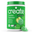 Gume monohidratate pentru bărbaţi şi femei - Focus de creştere, Putere şi Rezistenţă, Formula Anti-Melting, Vegan, Gluten-Free, non-GMO, 1.5 Gram Creatină per Gummy (Apple verde, 90 ct)
