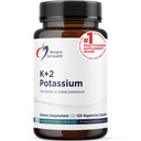 Design-uri pentru sănătate K+2 Potasiu - 300mg Două forme de potasiu - Bicarbonat de potasiu + Pastile de glicinat - Supliment de sprijin pentru a ajuta la mentinerea nivelului de tensiune sanatoasa (120 capsule)
