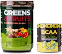 Nurology Greens & Fruits Powder-Natural Soursed Superfood, Chocolate (30 Servings) BCAA Natural, Plant based BCAA Powder, Lemonade Flavor (30 Servings)