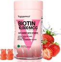 Gume de crestere a parului cu Biotin 10.000mcg - vitamine Vegane pentru păr Gummy pentru Yor sănătos păr, piele & unghii, adăugat B-complex, vitamina D, vitamina A & zinc - Suplimentul de păr pentru femei (60, căpșuni)