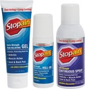 Stopain Pain Relief Combo Set (Gel, Roll On, Spray) Statele Unite ale Americii Made, Max Putere Acționând rapid cu MSM, Glucosamine, Mentol pentru Back Inferior, Genunchi, Neck HSA FSA produse analgezice topice