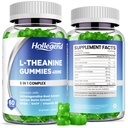 L-Theanine Gummies, l'theanine 400mg cu Ashwagandha, GABA, 5HTP,L-Theanine Chembable Suplement for Relax, Zzz & Focus Support, Vegan, Lemon Flavor, 120 Counts