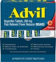 Advil Ibuprofen Tablets, 200 mg Pain Relieiver/Reductor Fever (AINS), 100 comprimate (50 Pachete de 2 comprimate fiecare)