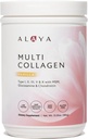 Alaya Multi Colagen Pulbere - Tipul I, II, III, V, X Hidrolized Colagen Peptides Pulbere de proteine Supliment cu MSM + GC (Vanilla)